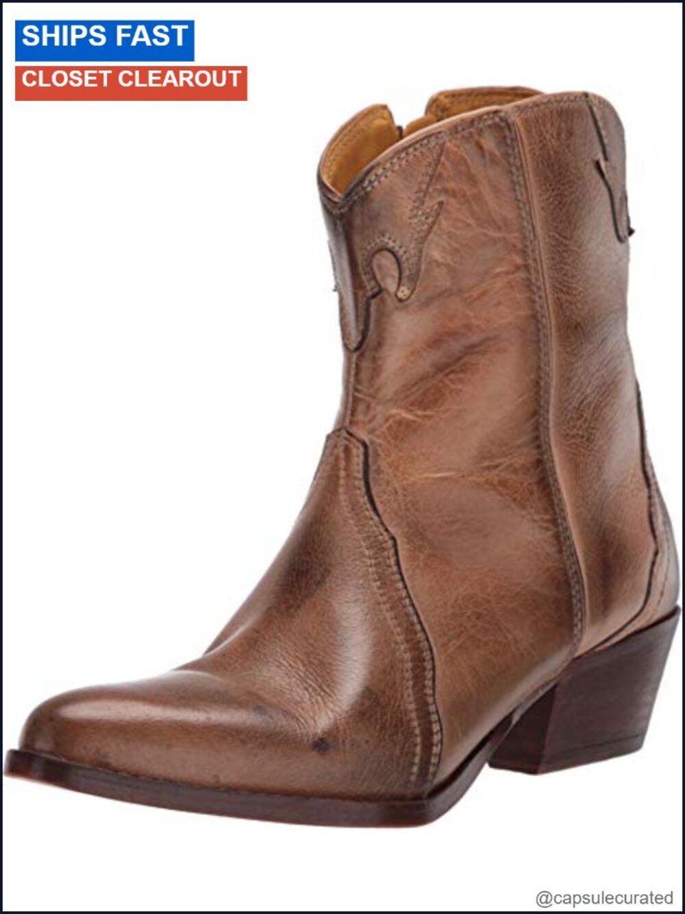 Free People New Frontier Western Boots Ankle Zip Leather